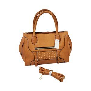 Stylish Tan Handbag with Gold Stud Detailing